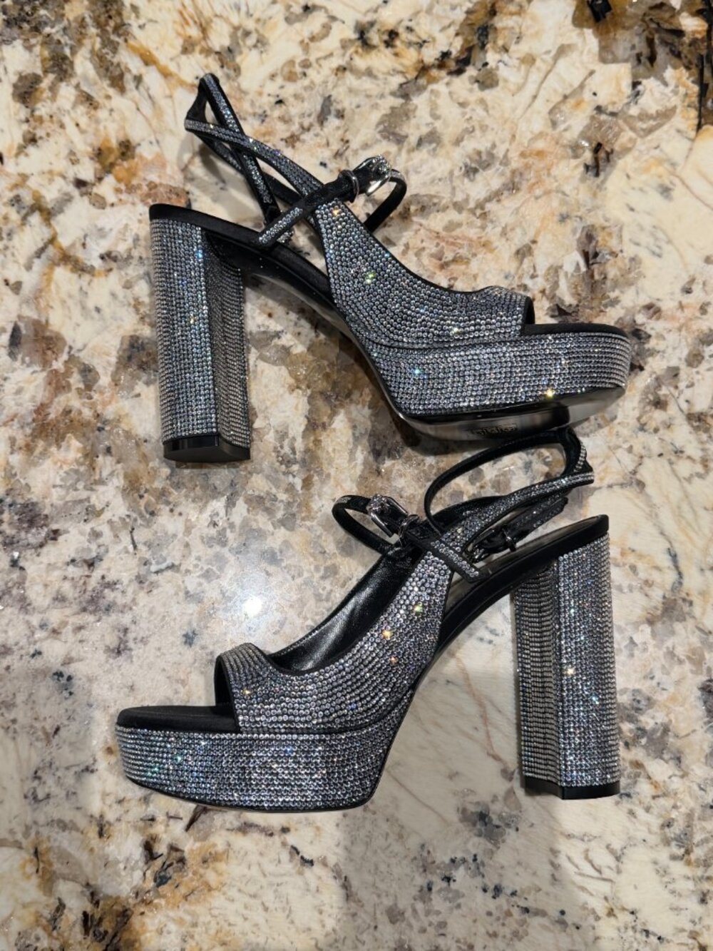 Givenchy Voyou Crystal Embellished Platform Sandal EU 41 Black Silver NWT